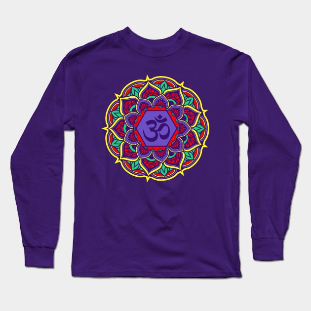 Mandala Om Long Sleeve T-Shirt by machmigo